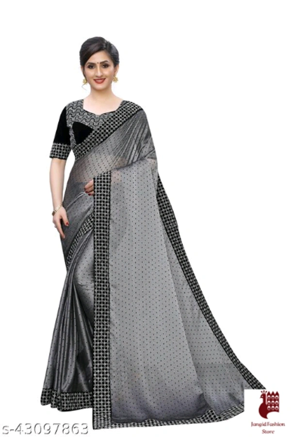 WOMAN SILK Sarees Aagam Ensemble Sarees - Embroidered, 1, GRAY, FREE SIZE